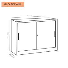 #01 SLIDER MINI – Nízka kovová skriňa s posuvnými dverami, 900/1200/450 mm