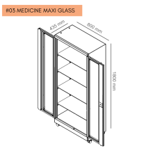 #03 MEDICINE MAXI GLASS – Nemocničná skrinka na lieky, 1800/800/435 mm