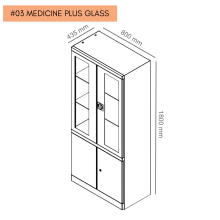 #03 MEDICINE PLUS GLASS – Nemocničná skrinka na lieky, 1800/800/435 mm