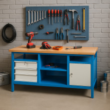Arbeitstisch mit Schrank und 3 Schubladen, belastbar bis 500 kg
