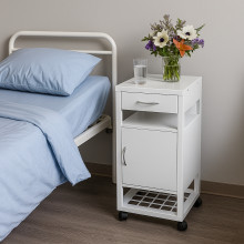#03 BEDSIDE WHITE - Nachttisch, Metall,  860/400/400 mm