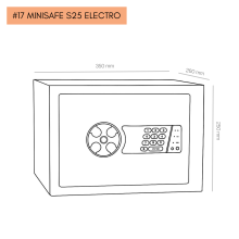#17 MINISAFE S25 ELECTRO – Bezpečnostná schránka čierno – biela, elektronický zámok, 350 x 250 x 260 mm