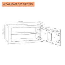 #17 MINISAFE S20 ELECTRO – Bezpečnostná schránka čierno – biela, 380 x 200 x 260 mm
