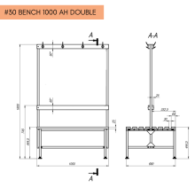 Doppelseitige Garderobenbank mit Rückenlehne und Kleiderbügeln, 1000 mm lang
