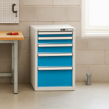 Werkstattcontainer mit 5 Schubladen, blau