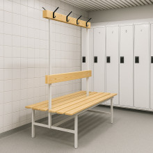 #16 BENCH 1000 DOUBLE AH │ Doppelseitige Sitzbank mit Rücklehne und Hakenleiste, 1000 mm