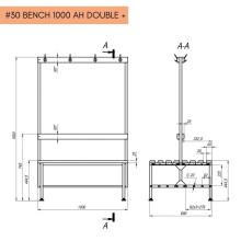 Doppelseitige Garderobenbank mit Rückenlehne und Kleiderbügeln, 1000 mm lang, mit Schuhablage