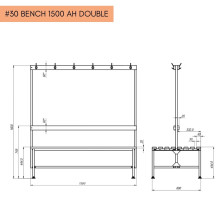 Doppelseitige Garderobenbank mit Rückenlehne und Kleiderbügeln, 1500 mm lang