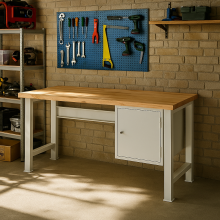 Arbeitstisch mit Hängeschrank und festen Beinen, 1500 mm