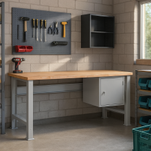 Arbeitstisch mit Hängeschrank und verstellbaren Beinen, 1700 mm