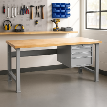 Arbeitstisch mit 3 Hängeschubladen und verstellbaren Beinen, 1700 mm