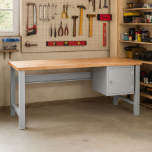 Arbeitstisch mit Hängeschrank und festen Beinen, 2000 mm