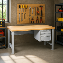 Arbeitstisch mit 3 Hängeschubladen und festen Beinen, 1700 mm