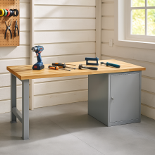 Arbeitstisch mit Schrank und 2 Regalböden, 1700 mm