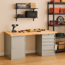 Arbeitstisch mit Schrank und 5 Schubladen, 2000 mm