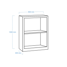 Offener Lagerschrank mit 1 Fachboden, Höhe 1000 mm