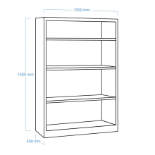Offener Lagerschrank mit 3 Fachböden, Höhe 1400 mm