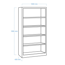 Offener Lagerschrank mit 4 Fachböden, Breite 1000 mm