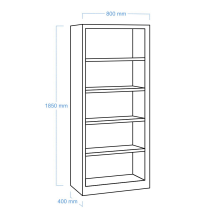 Offener Lagerschrank mit 4 Fachböden, Breite 800 mm