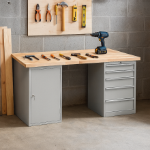 Arbeitstisch mit Schrank und 5 Schubladen, 1700 mm