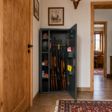 Waffenschrank für 7 Waffen, abschließbar mit Schlüssel, 1312/650/350 mm
