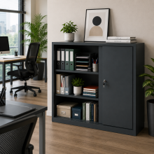 Büroschrank mit Schiebetüren und 2 Fachböden in Anthrazit
