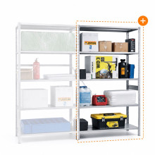 Csavarmentes fém polcos állvány 980×400 mm polcokkal – bővítőmodul