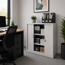 Büroschrank mit Rollladentüren, niedrig