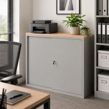 Büroschrank mit Schiebetüren und 2 Fachböden