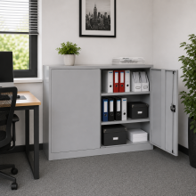 Niedriger Büroschrank für Dokumente, 1200 mm breit, mit 2 Fachböden