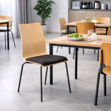 #14 DININGCH W 01 -  Esszimmerstuhl aus Holz mit gepolstertem Sitz