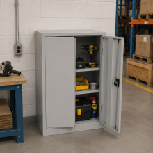 Universeller Werkstattschrank, 600 mm breit, mit 2 Fachböden