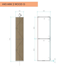 2-türiger Holz-Garderobenschrank mit kurzen Türen, auf Gleitern