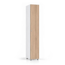 Holz-Garderobenschrank mit 1 Tür und langer Tür, auf Gleitern