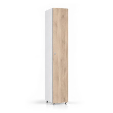 Holz-Garderobenschrank mit 1 Tür und langer Tür, auf Gleitern