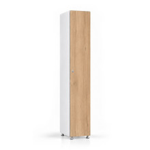 Holz-Garderobenschrank mit 1 Tür und langer Tür, auf Gleitern