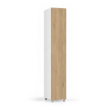 Holz-Garderobenschrank mit 1 Tür und langer Tür, auf Gleitern