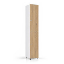 2-türiger Holz-Garderobenschrank mit kurzen Türen, auf Gleitern