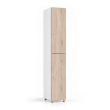 2-türiger Holz-Garderobenschrank mit kurzen Türen, auf Gleitern