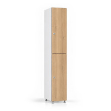 2-türiger Holz-Garderobenschrank mit kurzen Türen, auf Gleitern