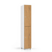 2-türiger Holz-Garderobenschrank mit kurzen Türen, auf Gleitern