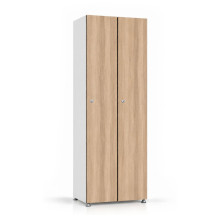 2-türiger Holz-Garderobenschrank mit Langtüren, auf Gleitern