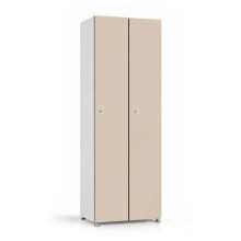 2-türiger Holz-Garderobenschrank mit Langtüren, auf Gleitern