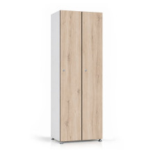 2-türiger Holz-Garderobenschrank mit Langtüren, auf Gleitern