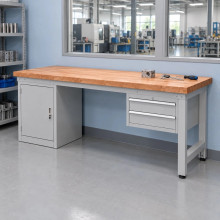 Werkbank mit Schrank und 2 Hängeschubladen, 2000 mm