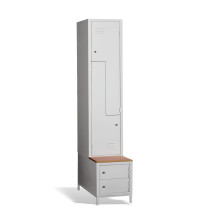 #03 CIK-CAK MAXI 2 PLUS – 2+2-türiger Kleiderschrank mit Z-förmigen Türen, eingebauter Sitzbank und Schuhschränken