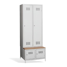 #03 MAXI 2 PLUS – 2+2-türiger Kleiderschrank mit Trennwand, eingebauter Sitzbank und Schuhschränken