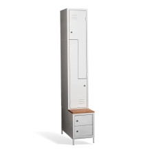 #03 CIK-CAK MINI 2 PLUS – 2+2-türiger Kleiderschrank mit Z-förmigen Türen, eingebauter Sitzbank und Schuhschränken