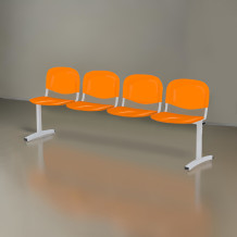 4-Sitzer-Bank mit Metallstruktur.