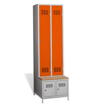 #03 STANDARD 2 PLUS – 2+2-türiger Kleiderschrank mit Einbaubank und Schuhschränken, RAL 2004